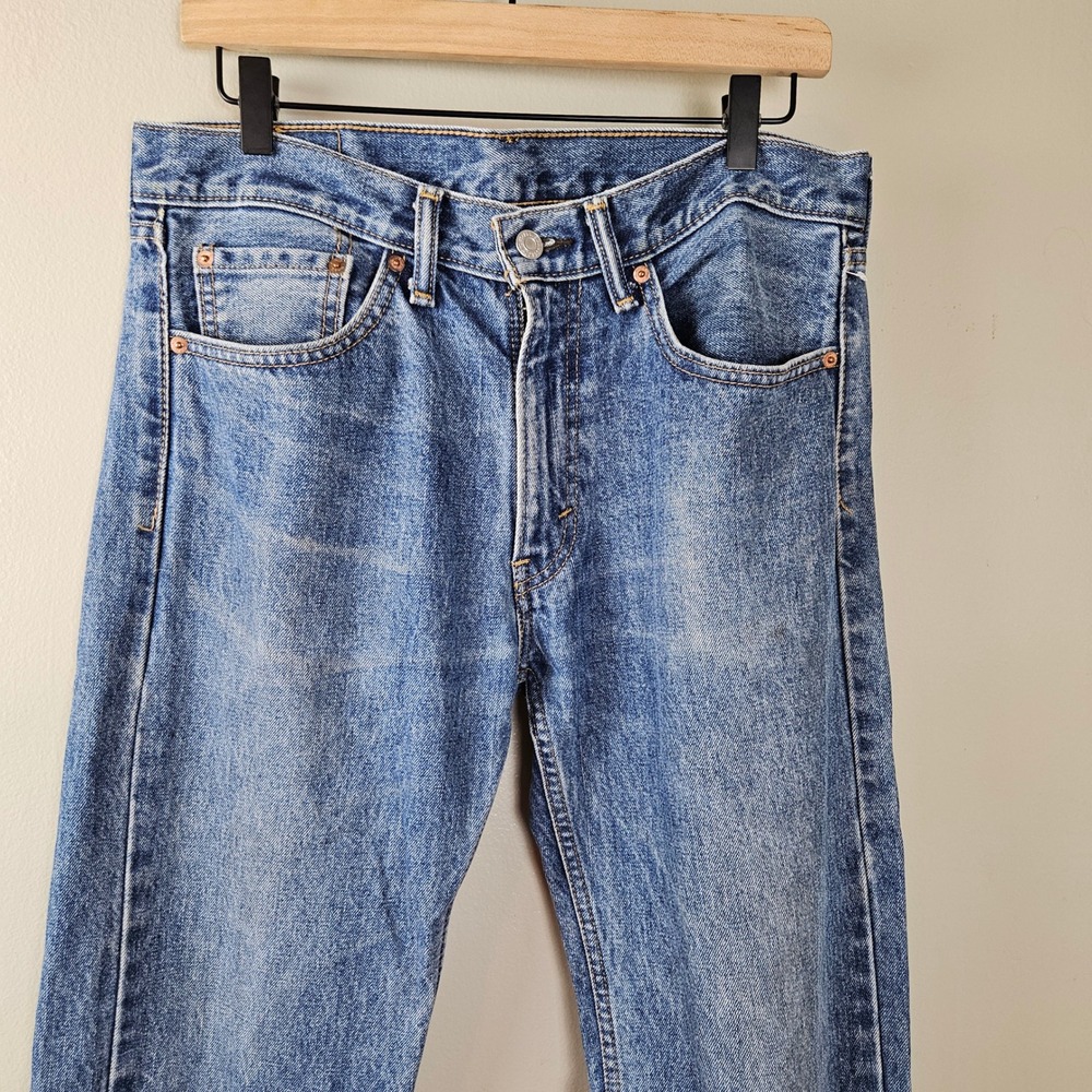 Levi's 505 Straight Leg Jeans S 32x32 Blue Wash Denim - Picture 2 of 7